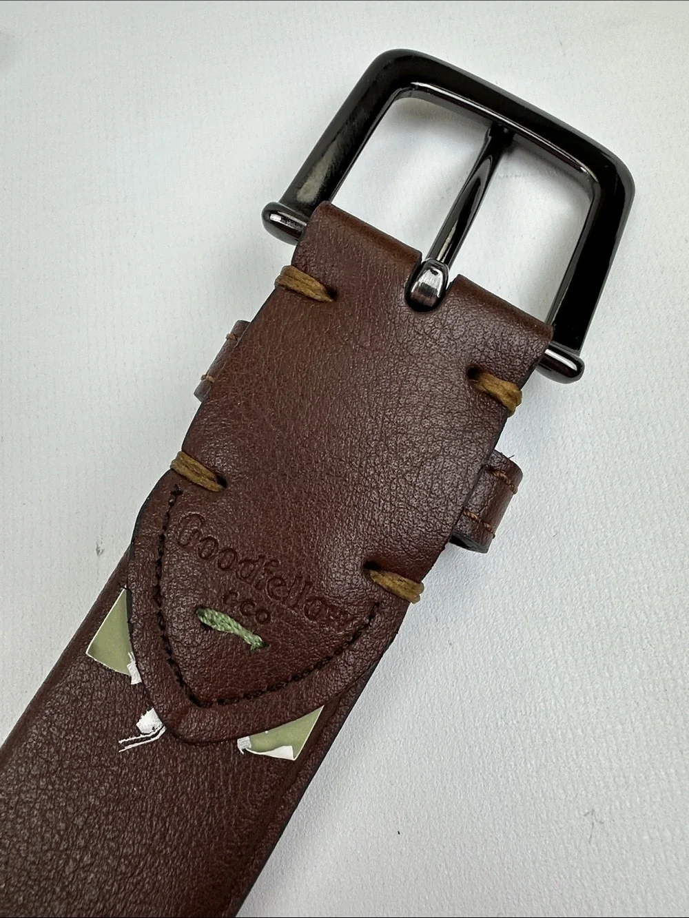 Goodfellow & Co. Classic Brown Non-Leather Men's Belt - Pewter-Tone Buckle. 45in